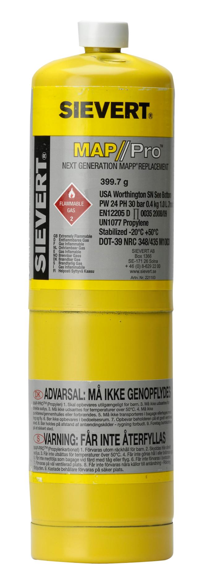 MAPP gas 400 g med US gevind