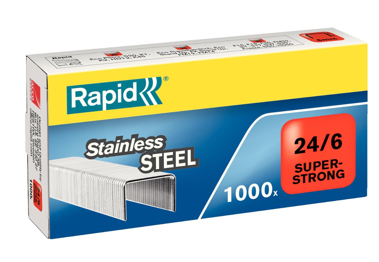 Rapid hæfteklamme 24/6 rustfrit stål (1000 stk.)
