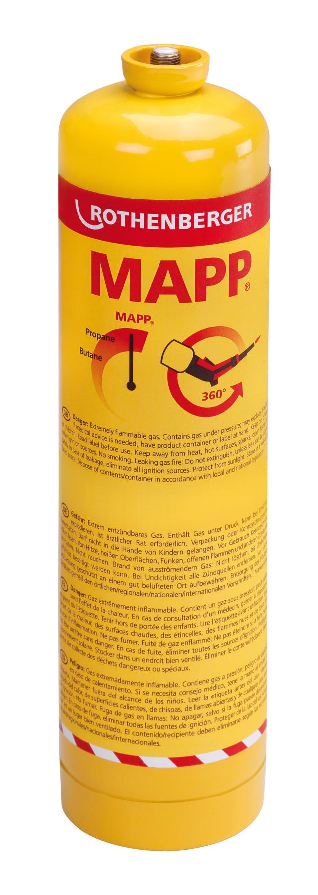 Gasdåse MAPP 7/16 EU-tilslutning, stålflaske