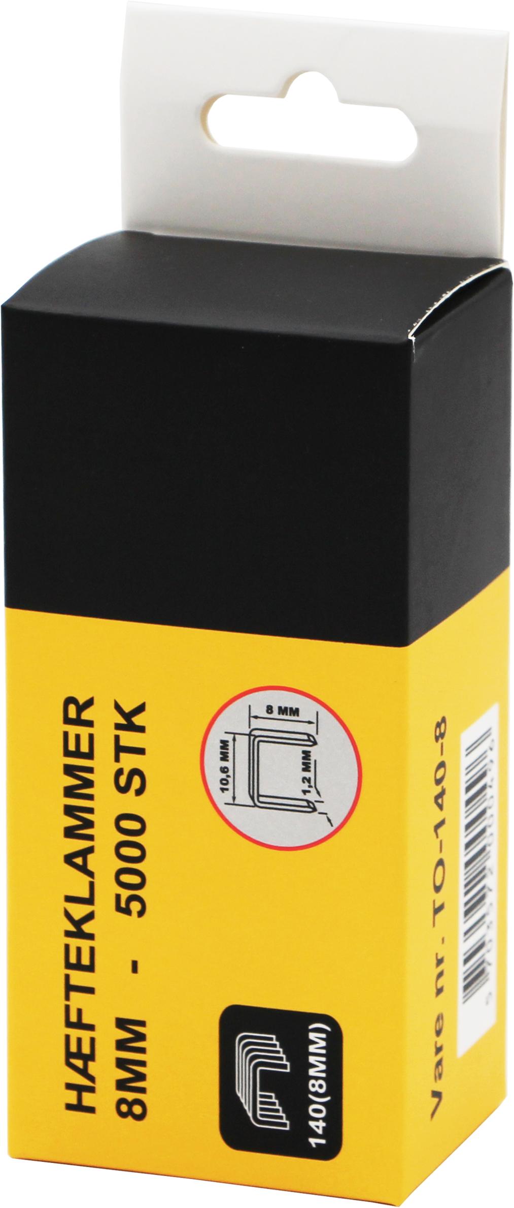 Hæfteklammer i stål, 8 mm, 5000 stk./pk.