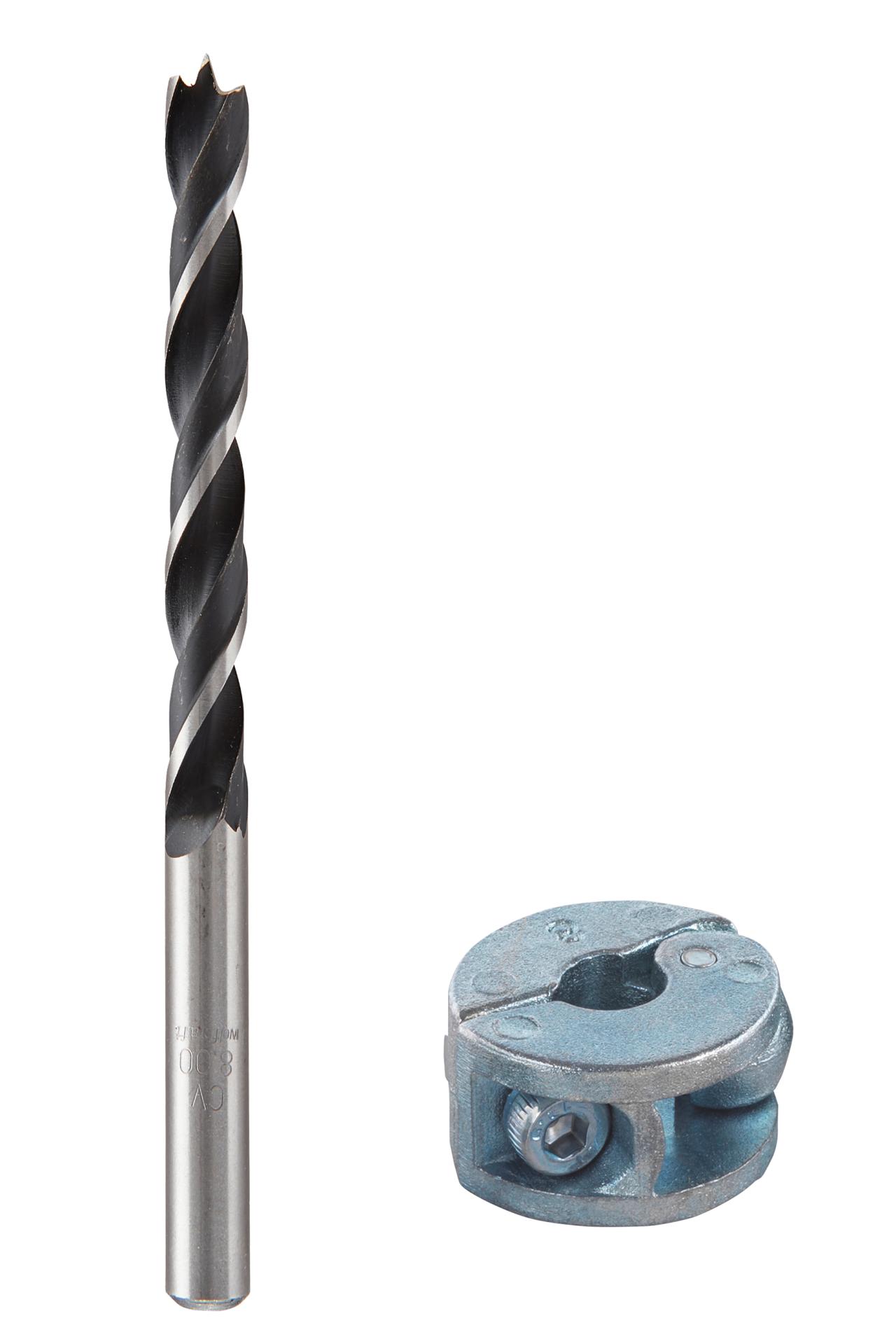 Wolfcraft - Dyvelbor med dybdestop og centrerspids Ø8 mm